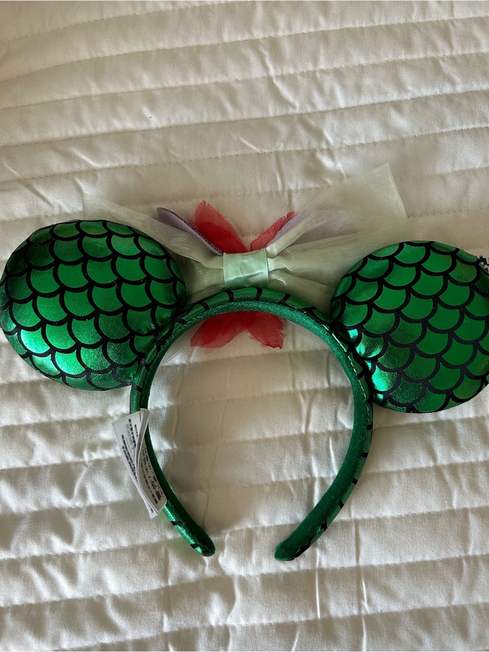 Disney Ariel Little Mermaid Minnie Ears with Purple Shell and Res Flower - Picture 3 of 4